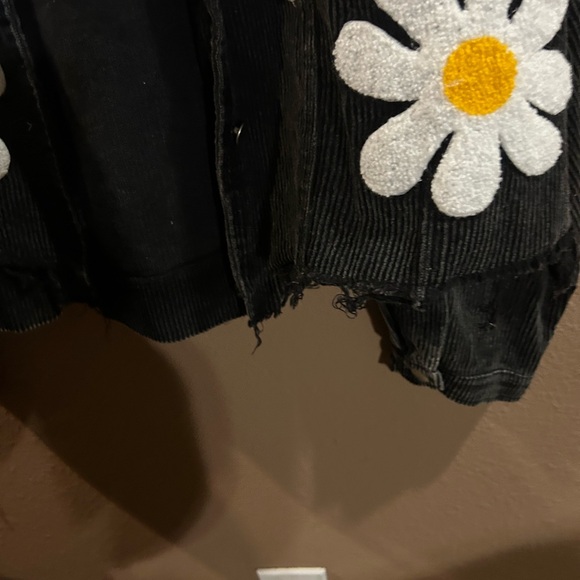 BiBi Black Corduroy Jacket with White and Yellow Floral Design - Picture 4 of 6